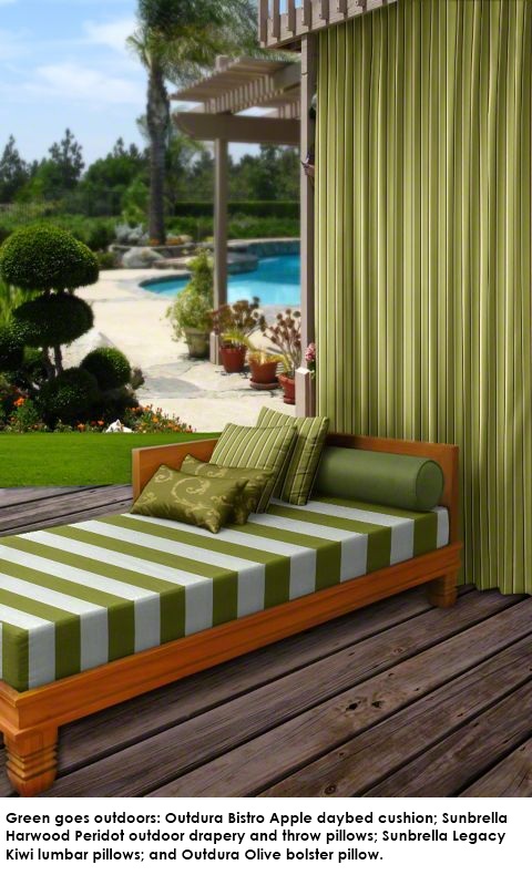 Green fabric goes outdoors