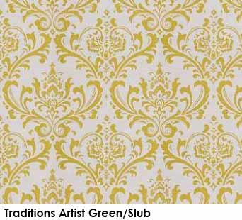 Green Damask Fabric