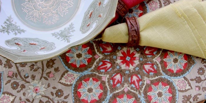 Make Your Tabletops Sparkle with Fresh Cotton Linen Fabrics Highland Taylor Pacific and Laurel Dove Fabrics
