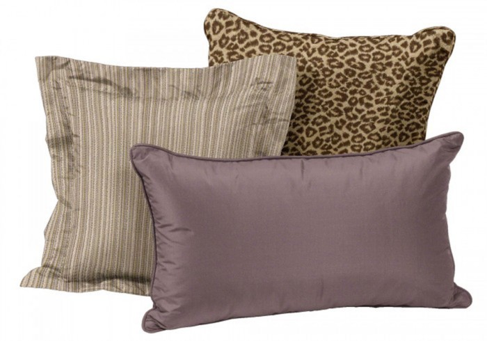 Pair Amethyst Throw Pillows with Mixed Prints
