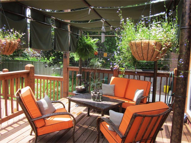 Outdoor living: custom drapes, pillows, and deep seating cushions are the perfect way to complete your seating area. 