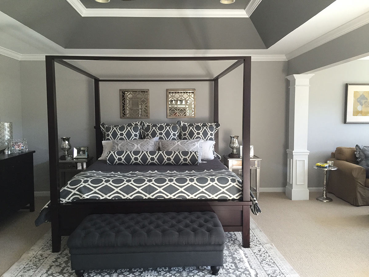 gray and white custom bedding