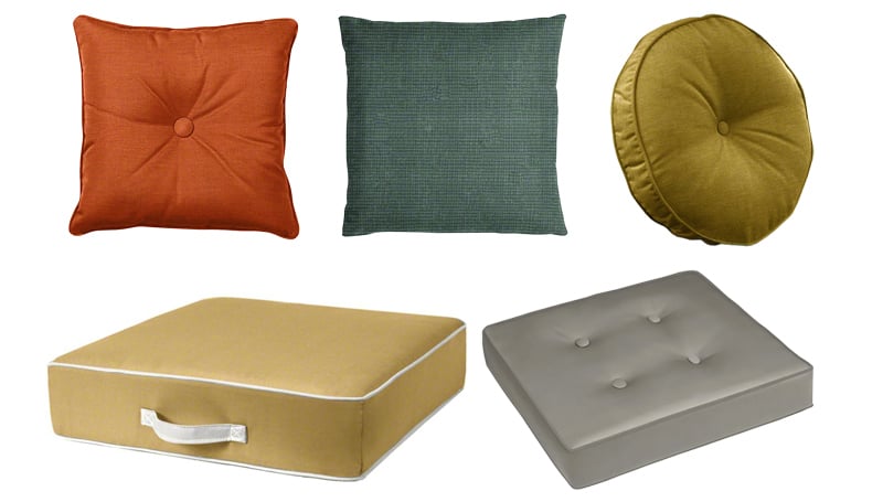 Mid-Century Throw Pillow and Floor Cushions