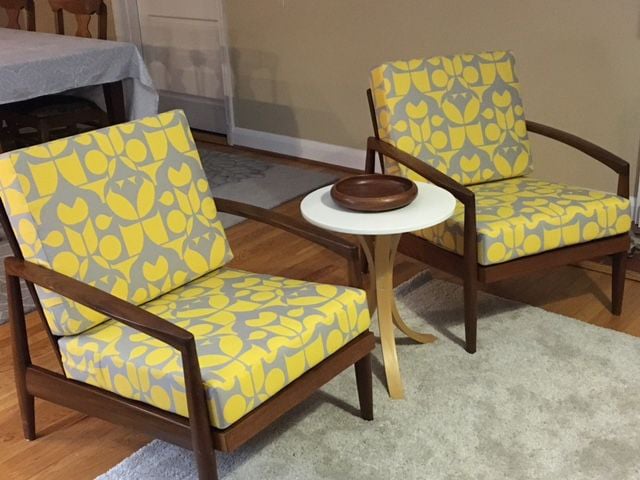 Yellow and Gray Mid-Century Modern Chair Cushions