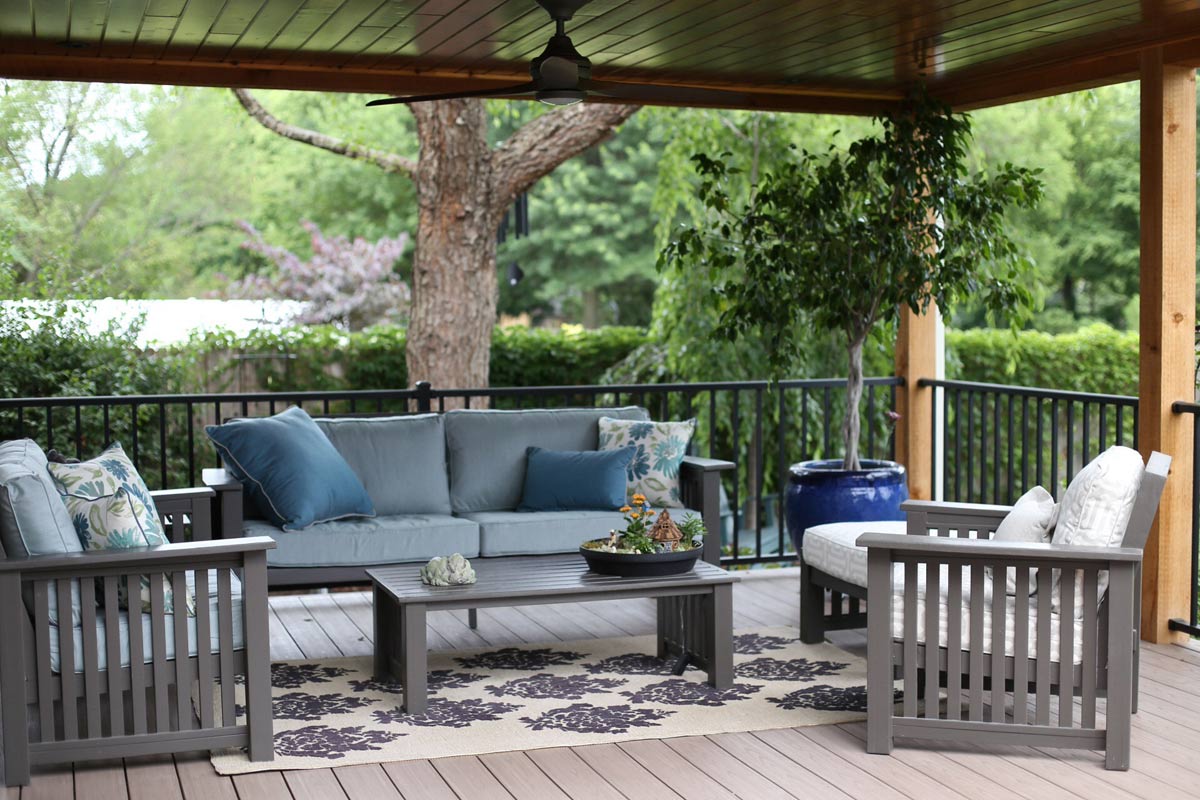 Blue and Gray Sunbrella Deep Seating Cushions