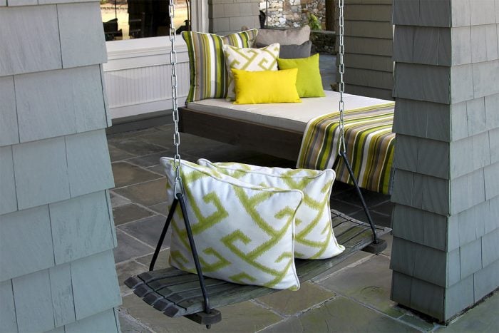 Hanging Porch Swing with Large Pillows