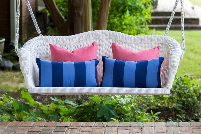 Wicker Porch Swing with Back Pillows