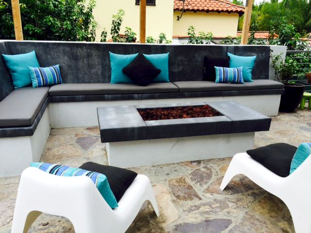 Sunbrella Charcoal Concrete Built-in Cushions